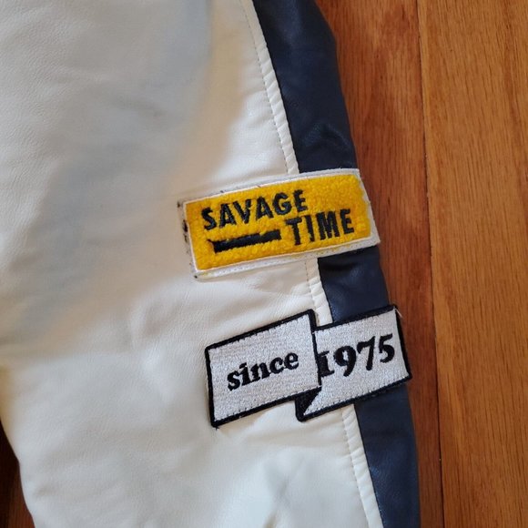 Zara dnwr Men’s Small Varsity Bomber Jacket Patches Green Letterman Embroidered - Picture 13 of 13